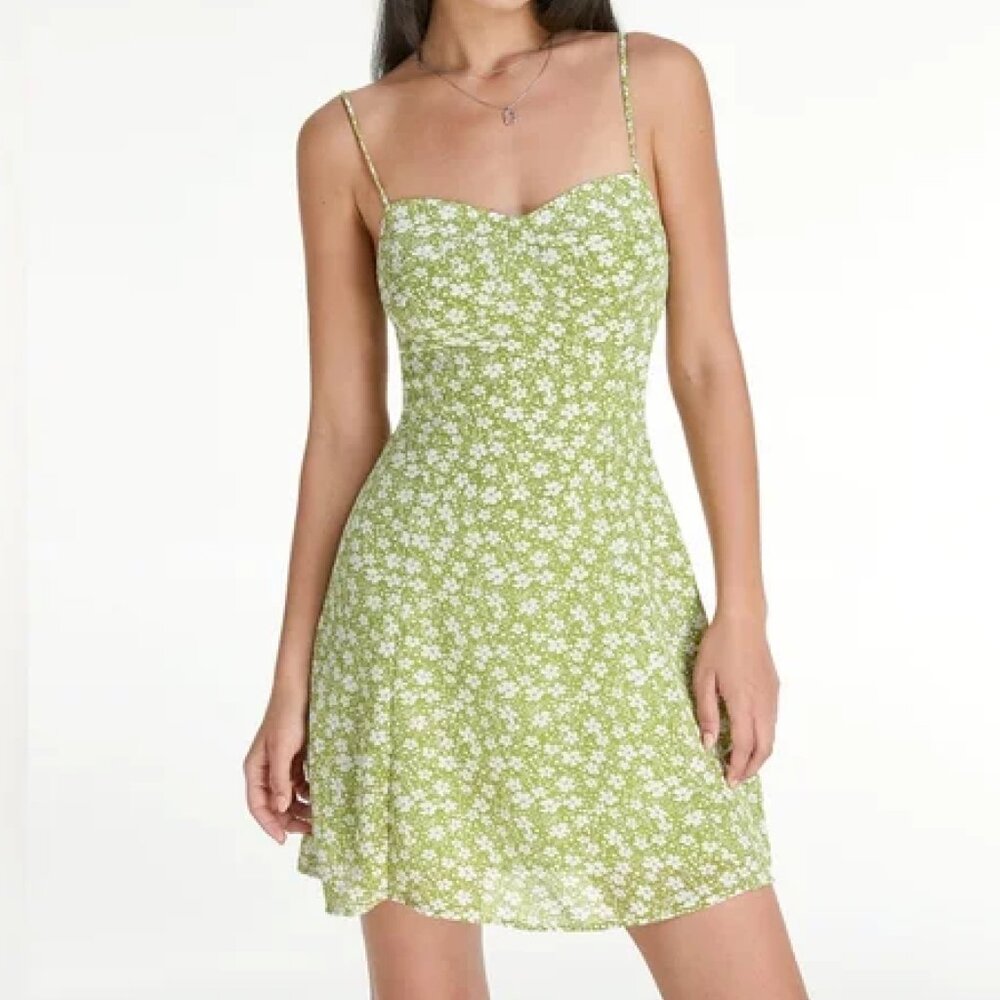 Sweetheart Light Garden Floral Mini Strap Dress